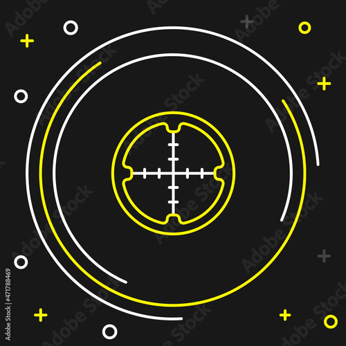 Line Sniper optical sight icon isolated on black background. Sniper scope crosshairs. Colorful outline concept. Vector