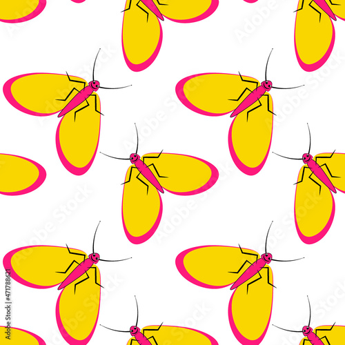 Illustration on a square background - stylized moths - graphics. Summer, insects, unbearable ease of life