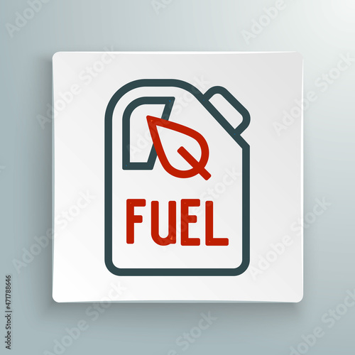 Line Bio fuel canister icon isolated on white background. Eco bio and barrel. Green environment and recycle. Colorful outline concept. Vector