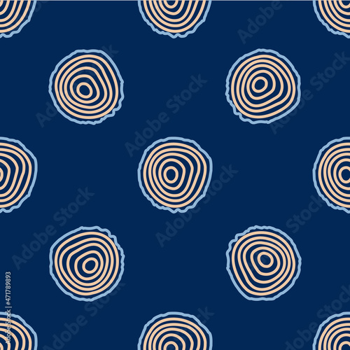 Line Tree rings icon isolated seamless pattern on blue background. Wooden cross section. Vector