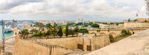 Panoramic view at the Fortification Wall of Valetta - Malta