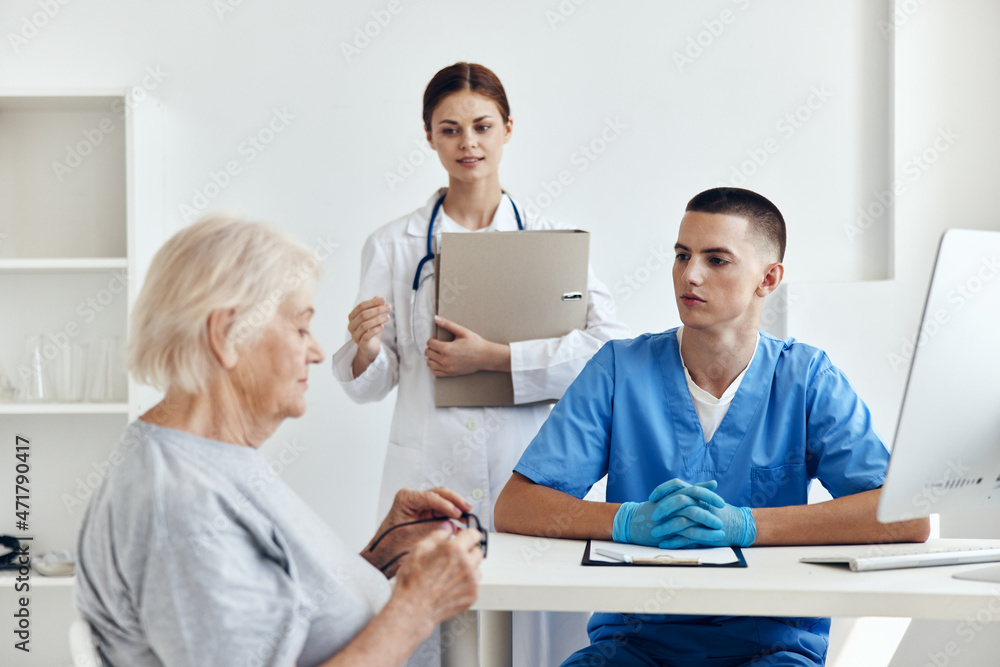 old woman hospital examination in the medical office old woman hospital examination in the medical office