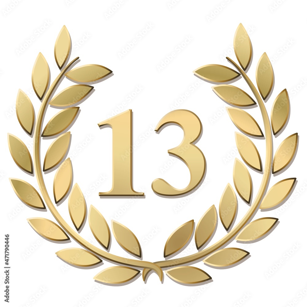 3D gold laurel wreath 13 vector isolated on a white background 3D gold laurel wreath 13 vector isolated on a white background