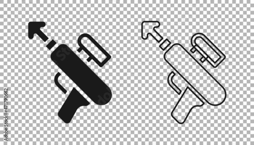 Black Fishing harpoon icon isolated on transparent background. Fishery manufacturers for catching fish under water. Diving underwater equipment. Vector