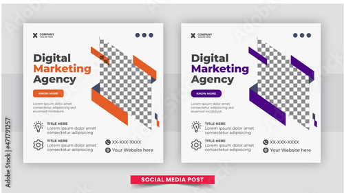 Digital business marketing social media post and web banner set