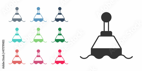 Black Floating buoy on the sea icon isolated on white background. Set icons colorful. Vector