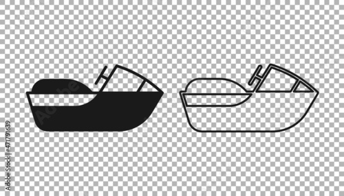 Black Jet ski icon isolated on transparent background. Water scooter. Extreme sport. Vector