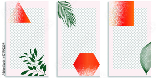 Social media editable covers with grainy effects .Grunge design . Contemporary style . Post frame stories templates. Layout for promotion .Media banner .Vector