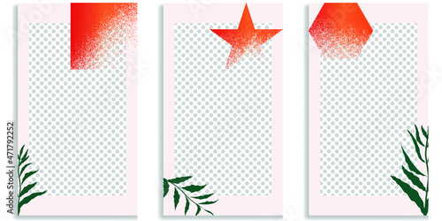 Social media editable covers with grainy effects .Grunge design . Contemporary style . Post frame stories templates. Layout for promotion .Media banner .Vector