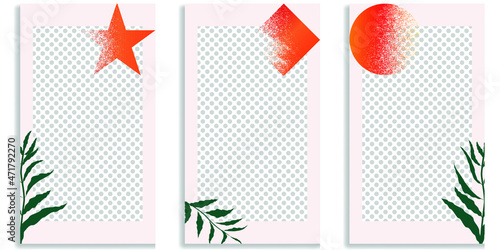 Social media editable covers with grainy effects .Grunge design . Contemporary style . Post frame stories templates. Layout for promotion .Media banner .Vector