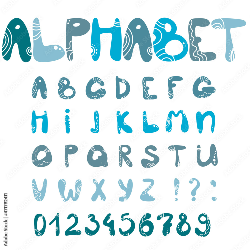 simple cute alphabet font. Uppercase doodle Letters, abc simple cute alphabet font. Uppercase doodle Letters, abc