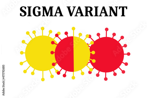 Covid Sigma Variant isolated on a white background with Sigma variant text in black