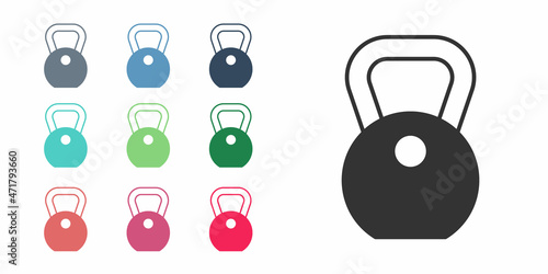 Black Weight icon isolated on white background. Kilogram weight block for weight lifting and scale. Mass symbol. Set icons colorful. Vector