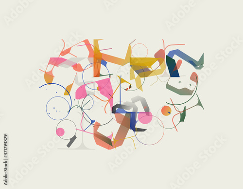 Generative Design Artwork of Abstract Vector Generated Shapes Composition