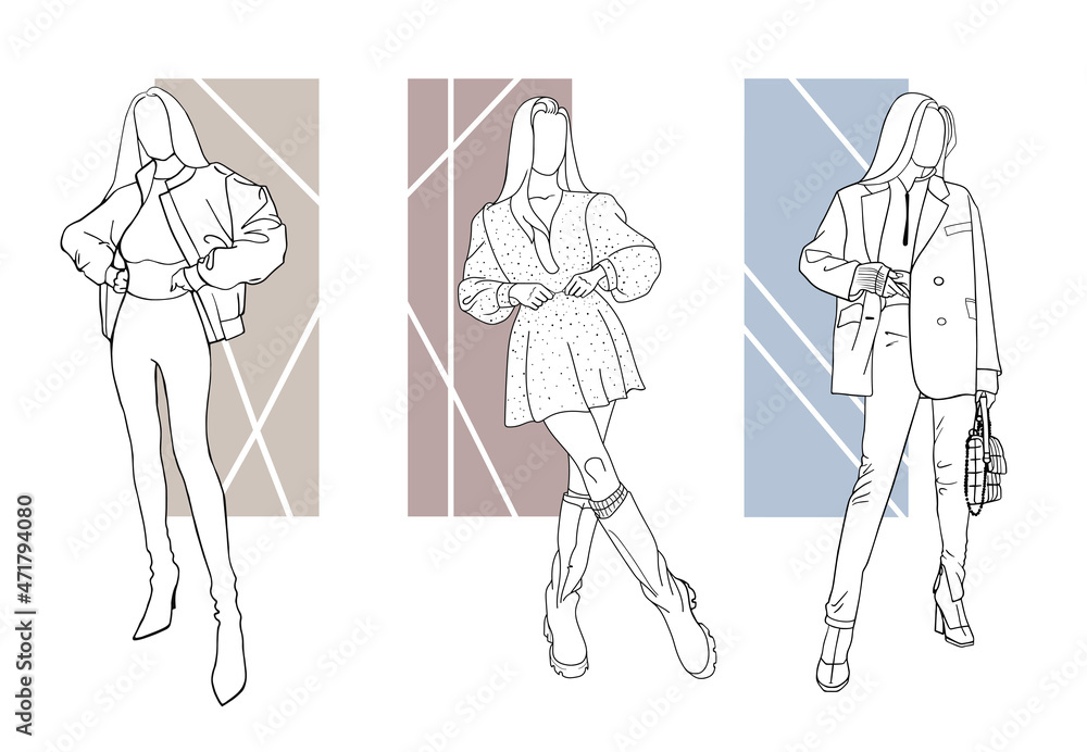 Black outfit - sketch with background Black outfit - sketch with background