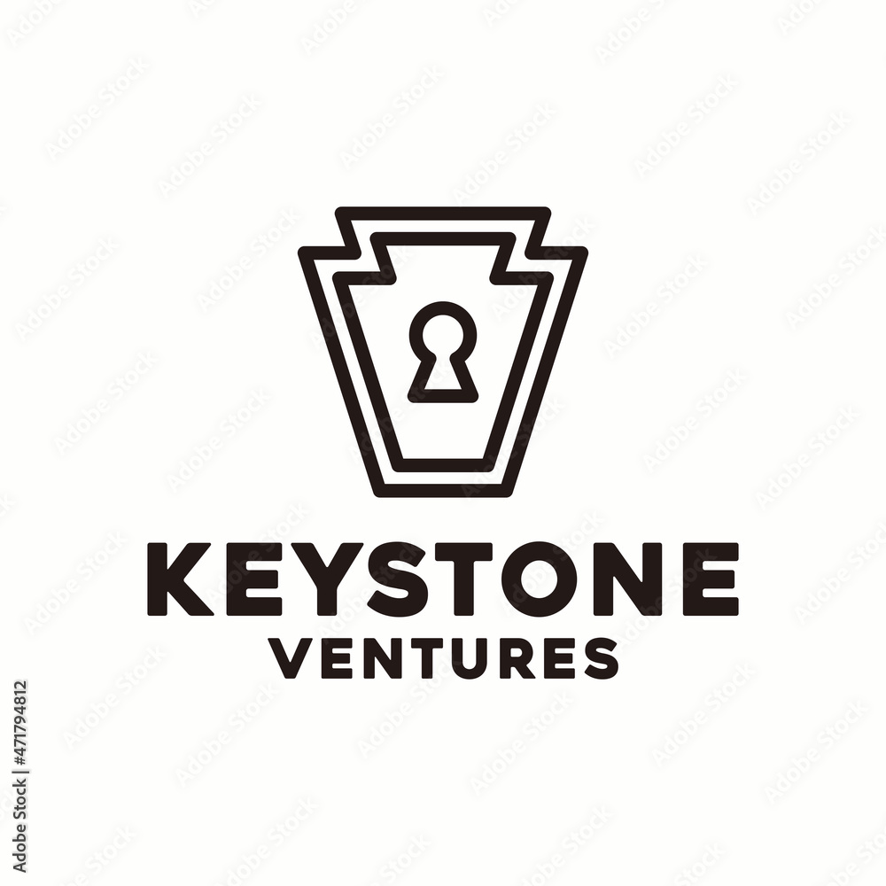 Line Art Keystone keyhole logo design inspiration Line Art Keystone keyhole logo design inspiration