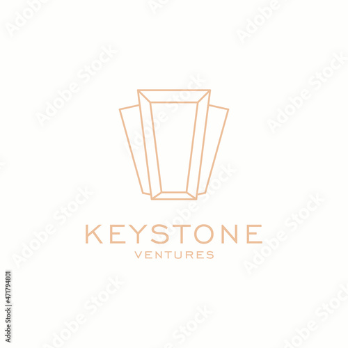 Keystone key Stone line art style logo design