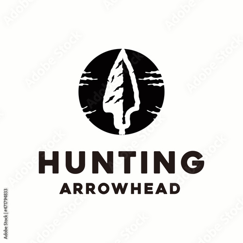 Native Indian Spear Arrowhead for Hunting logo design