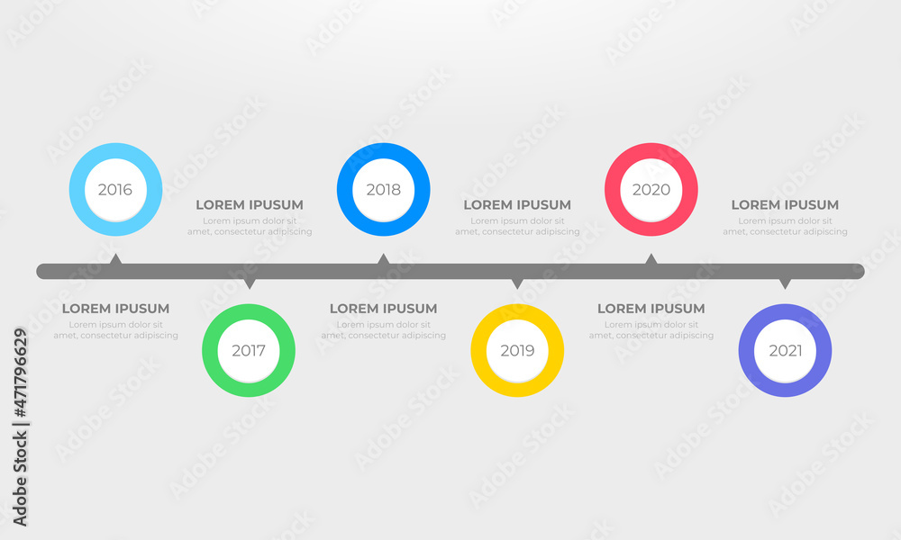 Timeline infographic template with circles Timeline infographic template with circles