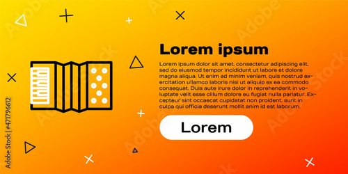 Line Musical instrument accordion icon isolated on yellow background. Classical bayan, harmonic. Colorful outline concept. Vector