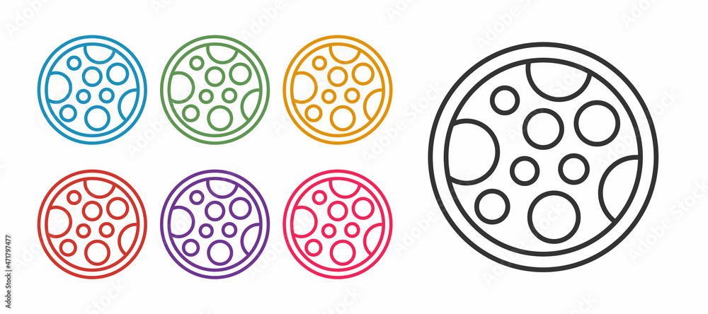 Set line Pizza icon isolated on white background. Fast food menu. Set icons colorful. Vector Set line Pizza icon isolated on white background. Fast food menu. Set icons colorful. Vector