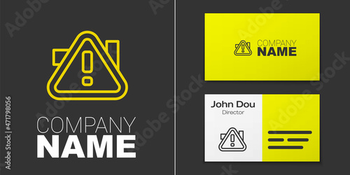 Logotype line Exclamation mark in triangle icon isolated on grey background. Hazard warning sign, careful, attention, danger warning important. Logo design template element. Vector