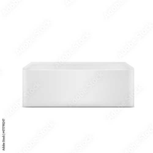 White empty rectangular bathtub isolated on white background, element for bathroom design.