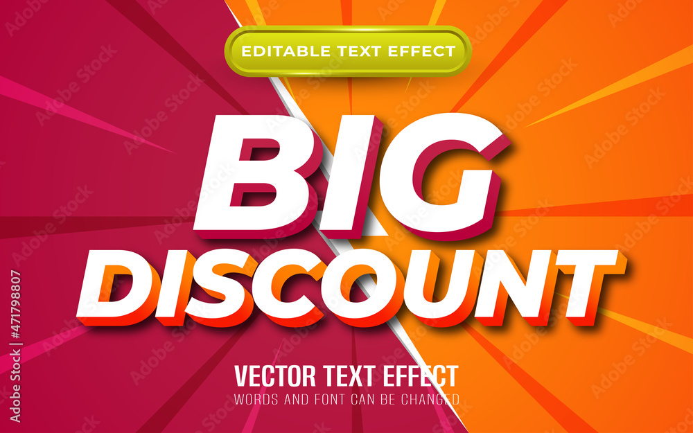 Big discount editable text effect