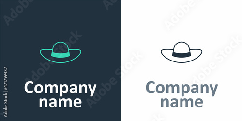 Logotype Elegant women hat icon isolated on white background. Logo design template element. Vector