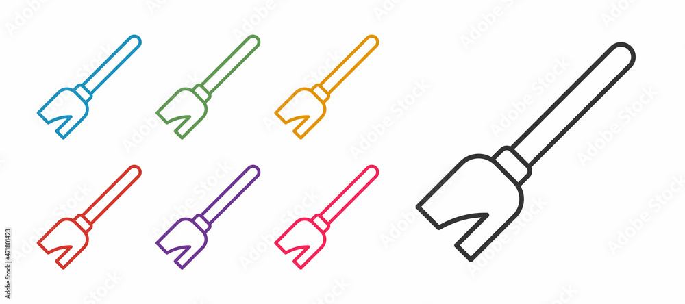 Set line Witches broom icon isolated on white background. Happy Halloween party. Set icons colorful. Vector Set line Witches broom icon isolated on white background. Happy Halloween party. Set icons colorful. Vector