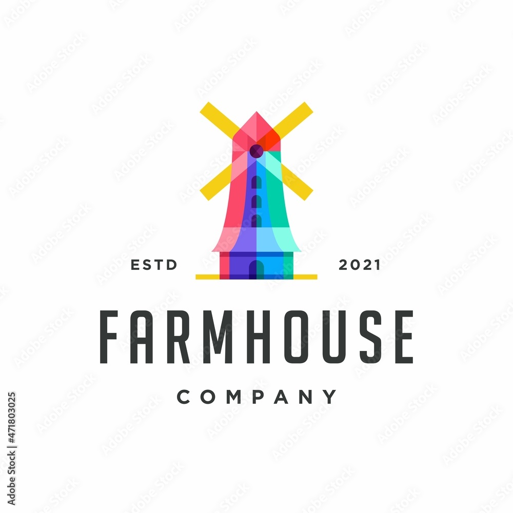 Colorful Windmill Logo design template