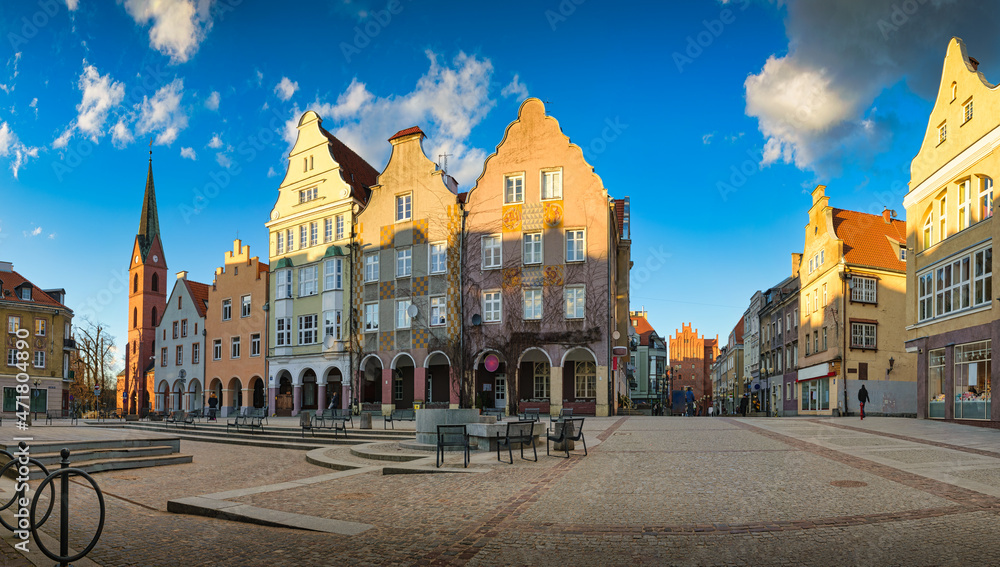 Panorama of the Old Market Square in Olsztyn. Poland.