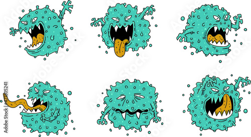 cartoon mutant virus varian monster set