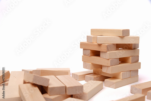 block wooden play isolated on white background 