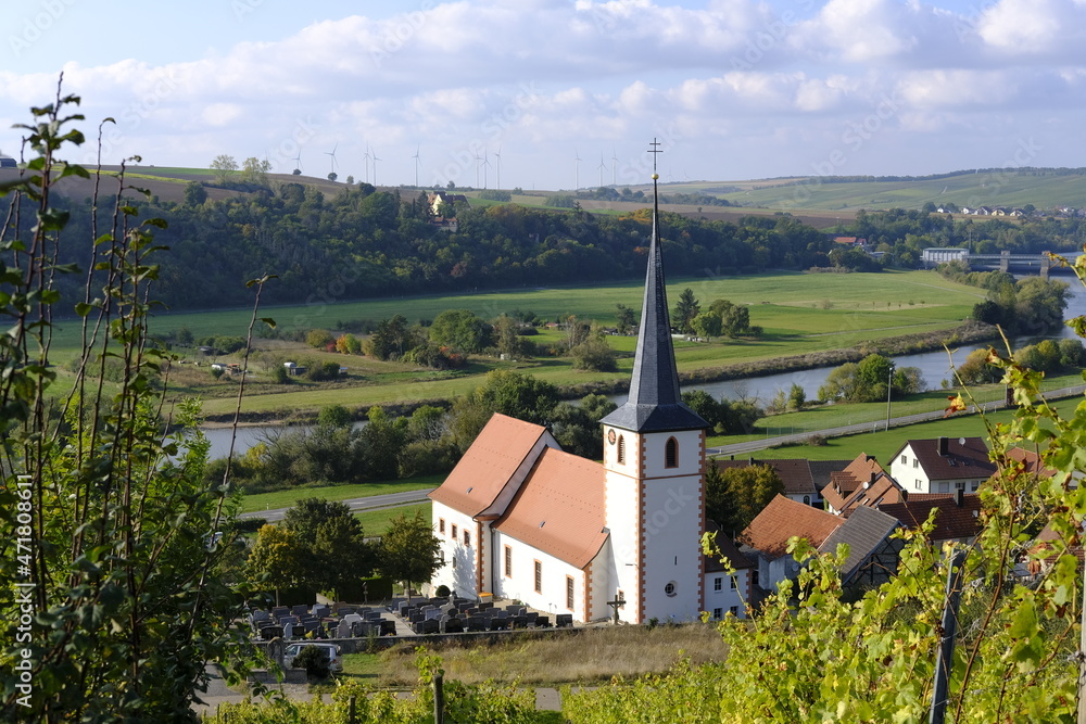Landschaft und Weinberge bei Stammheim am Main, Landkreis Schweinfurt, Unterfranken, Franken,  Bayern, Deutschland