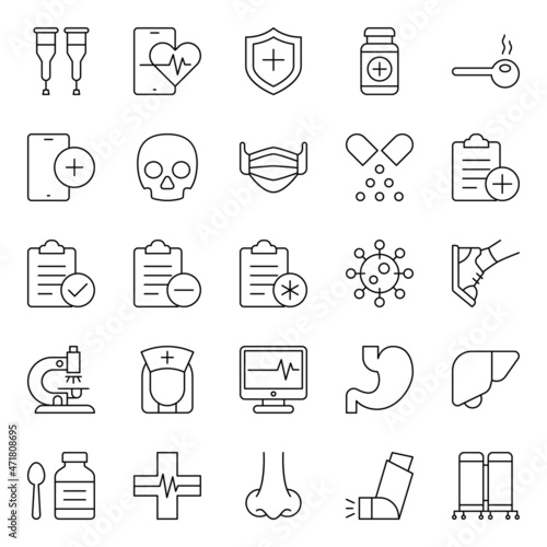 Outline icons for medical healthcare.
