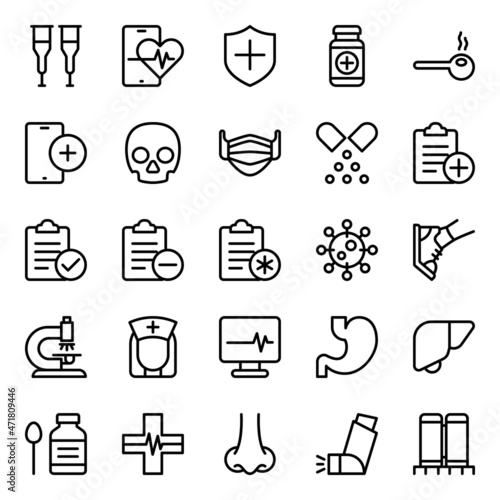 Outline icons for medical healthcare.