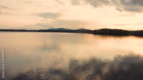 Wallpaper Mural Aerial view of the natural landscape forest on the lake shore at sunset Torontodigital.ca