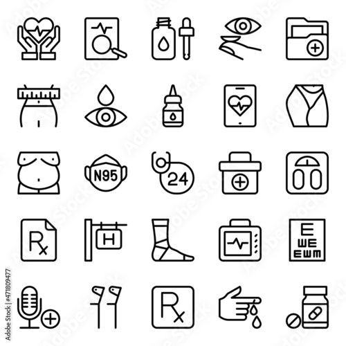 Outline icons for medical healthcare.