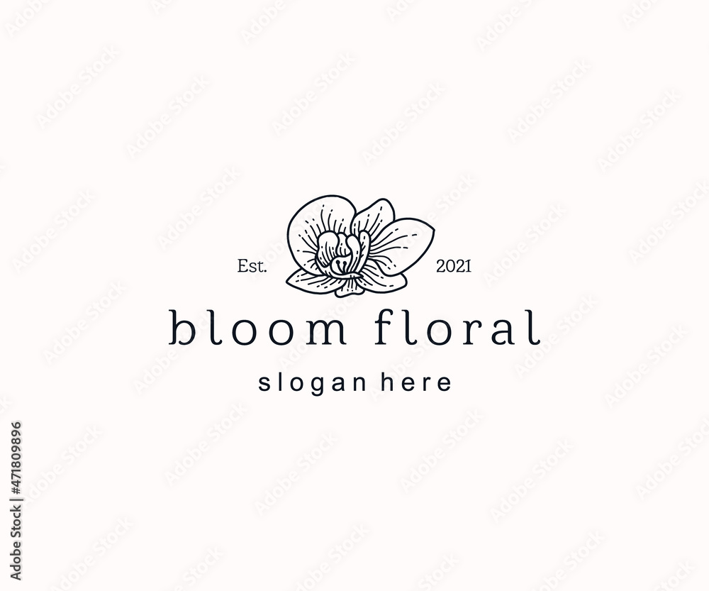 Minimalist floral logo template