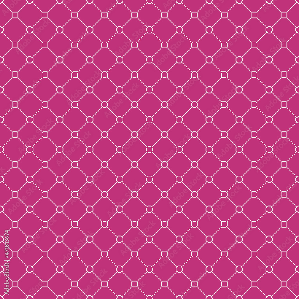 Naklejka premium simple vector pixel art seamless pattern of minimalistic abstract rhombus grid tile on mulberry color background