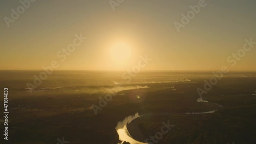 River from above On the sunset