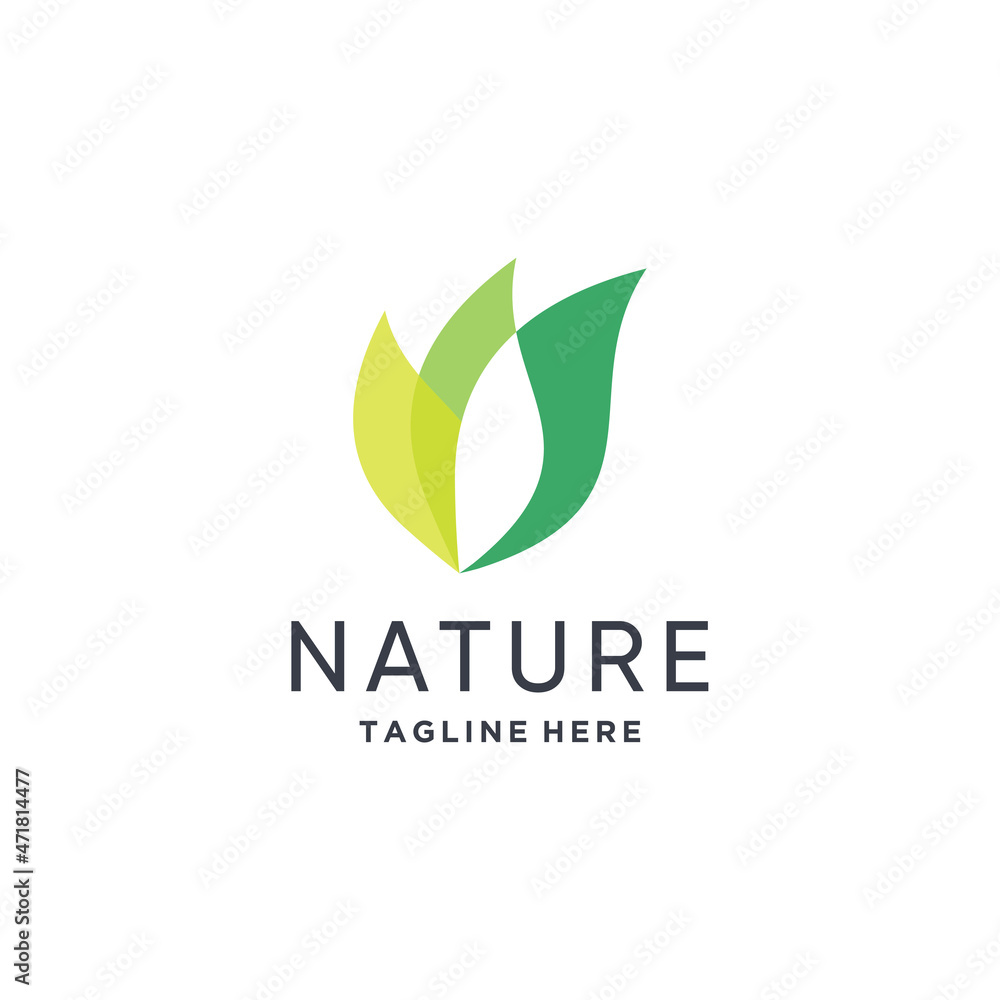 Nature logo with creative leaf concept design