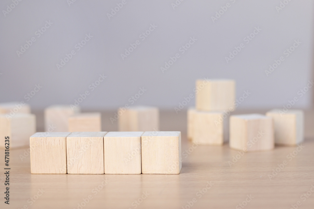 wooden cube on wooden table, mockup, template, copy space for text wooden cube on wooden table, mockup, template, copy space for text