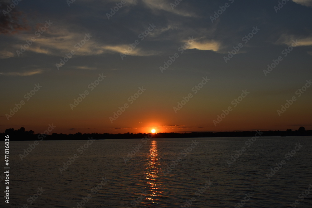 sunset over the river sunset over the river