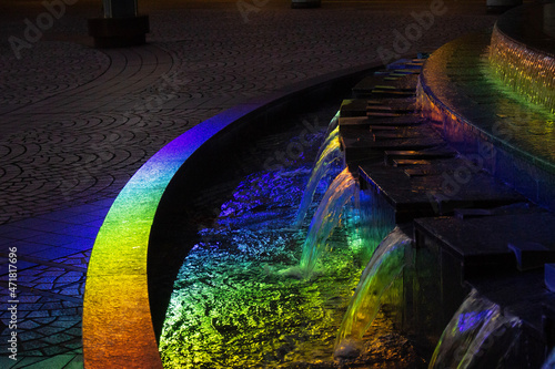 Water reflecting rainbow light