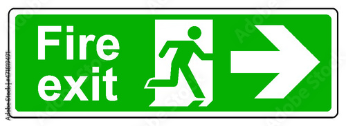 Fire exit right keep clear of obstructions sign