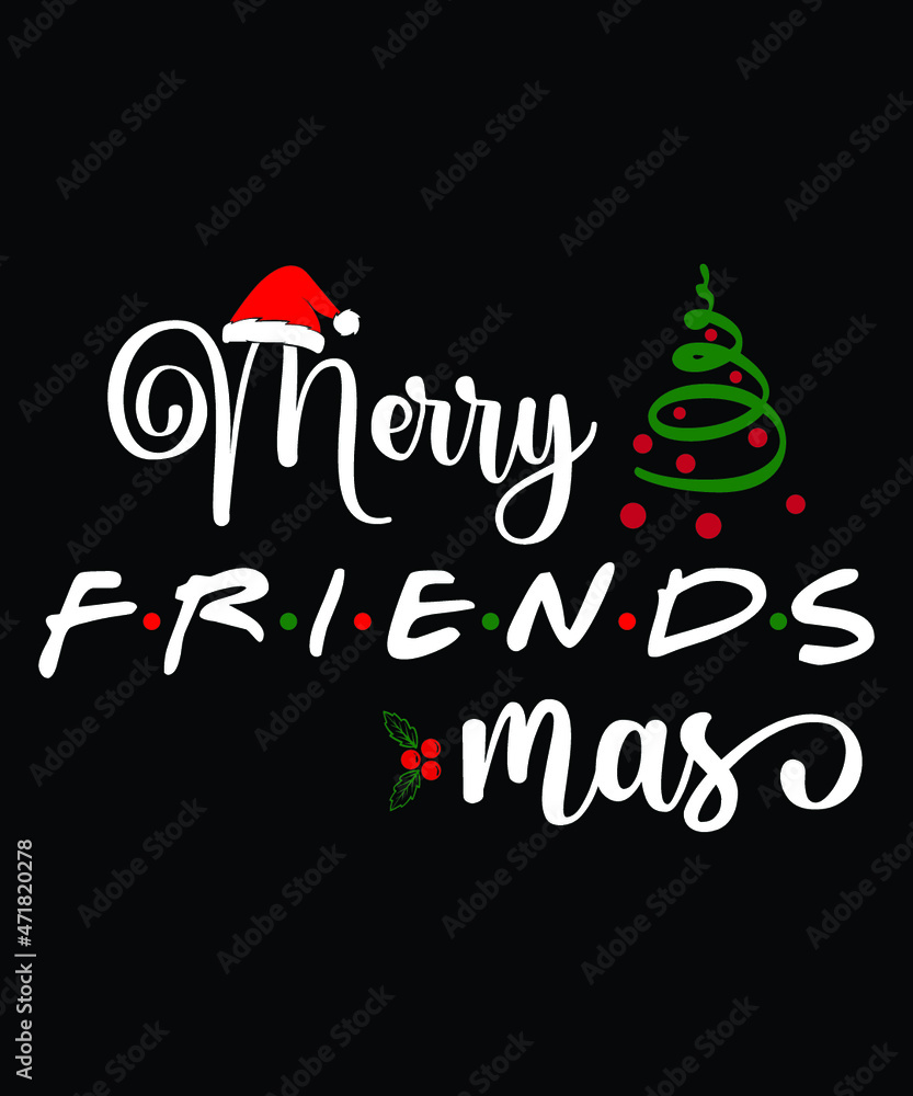 Merry friendsmas SVG, friends SVG, Santa Hat SVG, Christmas friends SVG