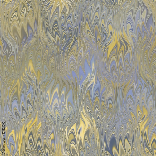 Seamless combed conch effect Turkish ebru marble surface pattern design for print. High quality illustration. Luxurious ancient art form. Wavy liquid fluid marbled book paper antique graphic design.