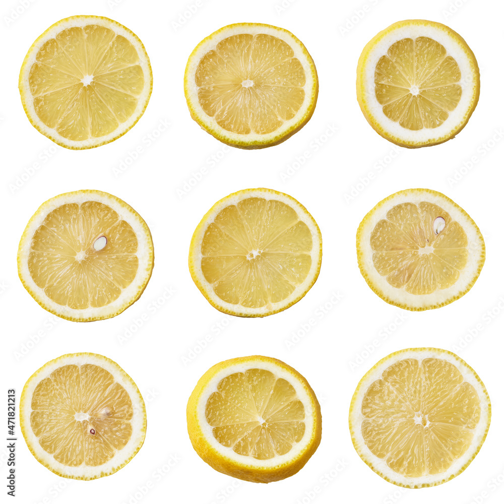  Slices of lemon isolated on a white background